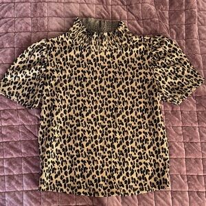 Zara Leopard Print Blouse - Black and Tan